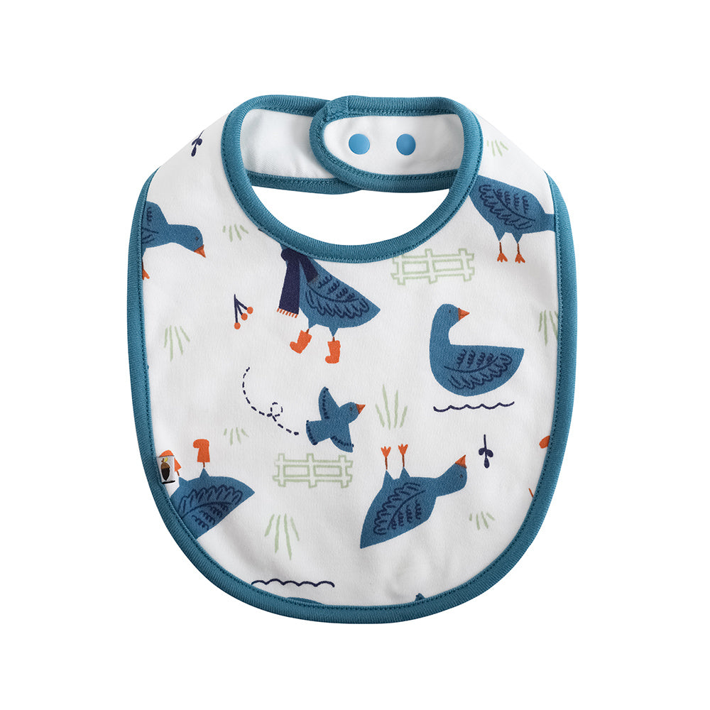 VAUVA Vauva FW23 - Baby Boy White Goose All Over Print Cotton Bib (White) Bib