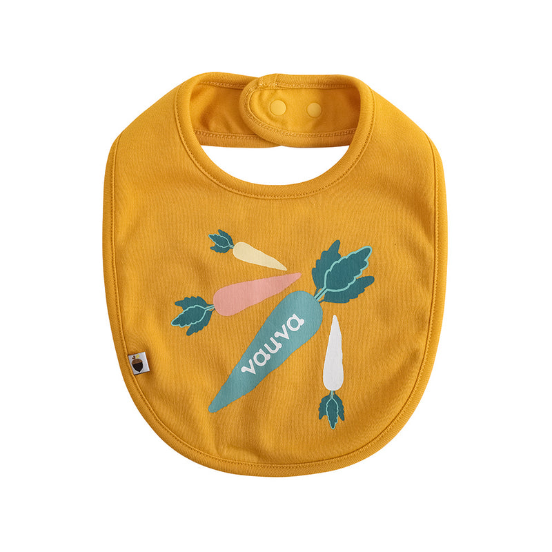 Vauva FW23 - Baby Boy Carrot  Pattern Cotton Bib (Yellow)
