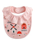 VAUVA Vauva FW23 - Baby Girls Pinwheel All Over Print Ruffle Cotton Bib (Pink) Bib