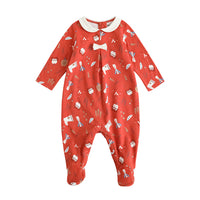 Vauva FW23 - Baby Girl Nordic Style Cotton Long Sleeve Romper (Red) product image front