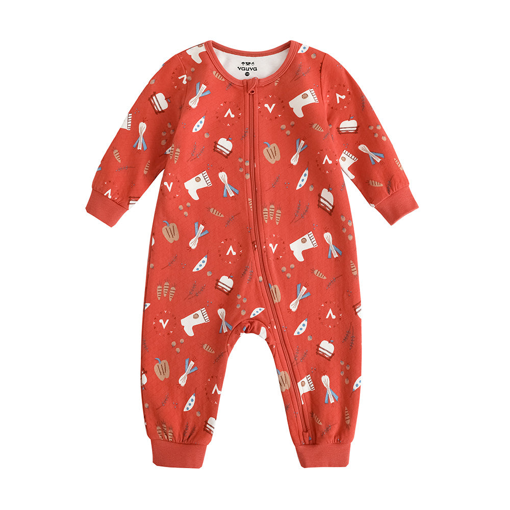 Vauva FW23 - Baby Girls Nordic Style Cotton Romper (Red) product image front