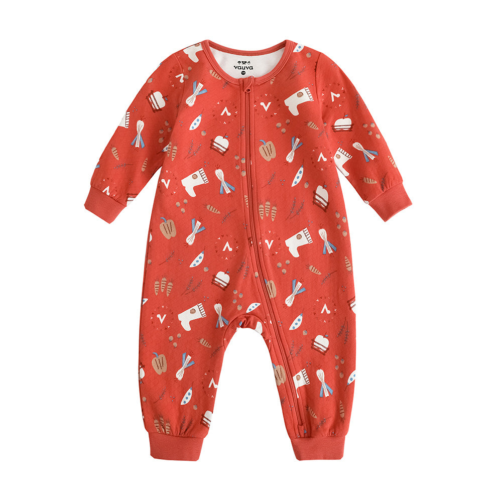 VAUVA Vauva FW23 - Baby Girls Nordic Style Cotton Romper (Red) Romper