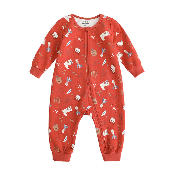 Vauva FW23 - Baby Girls Nordic Style Cotton Romper (Red) 18 months