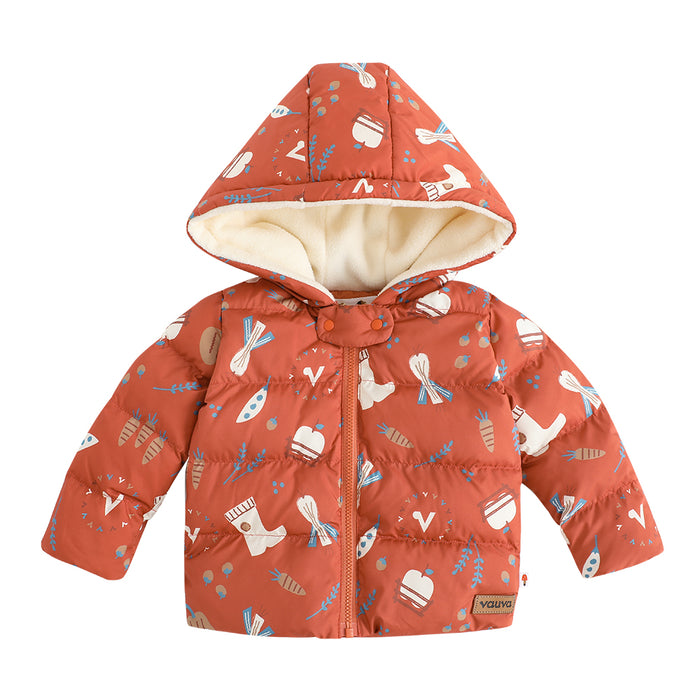 Vauva FW23 - Baby Girl Happy Farm Hooded Padded Coat product image front