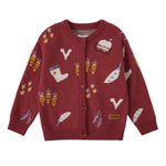 VAUVA Vauva FW23 - Baby Girls Farm Jacquard Cotton Cashmere Jacket (Red) Coat & Jacket