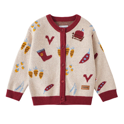 VAUVA Vauva FW23 - Baby Girls Farm Jacquard Cotton Cashmere Jacket (White) Coat &amp; Jacket