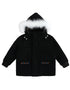 VAUVA Vauva FW23 - Boys Simple Embroidered Black Hooded Coat Coat & Jacket