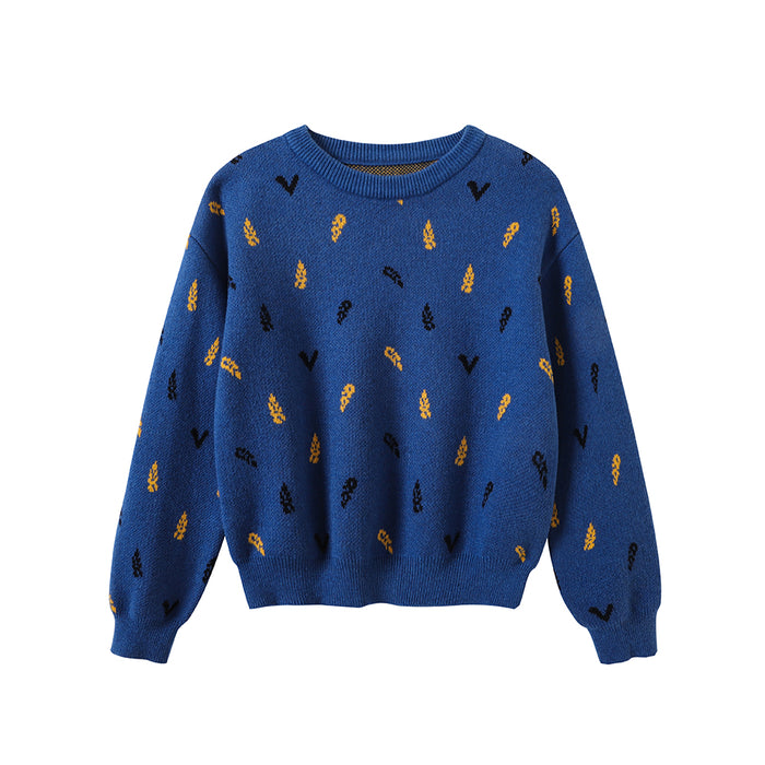 Vauva FW23 - Boys Embroidered Cotton Pullover (Blue)