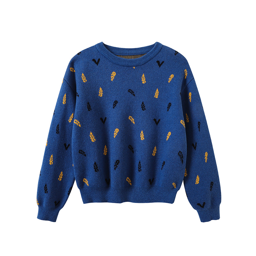 Vauva FW23 - Boys Embroidered Cotton Pullover (Blue)-product image front
