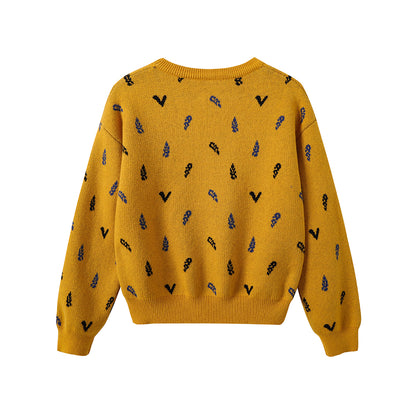 VAUVA Vauva FW23 - Boys Embroidered Cotton Pullover (Yellow)