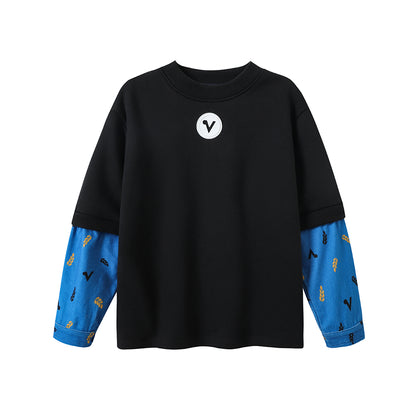 VAUVA Vauva FW23 - Boys Simple Color Block Sweatshirt (Black) Sweatshirt