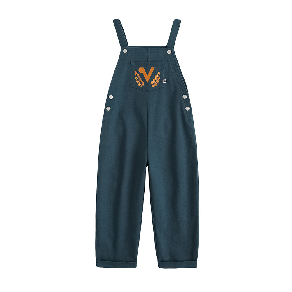 VAUVA Vauva FW23 - Kids Embroidered Cotton Dungarees (Blue) Dungarees