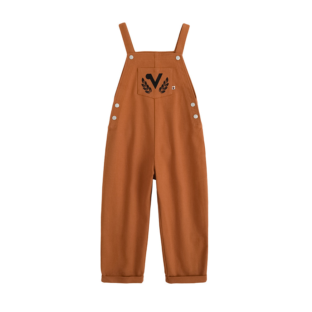 VAUVA Vauva FW23 - Kids Embroidered Cotton Dungarees (Orange) Dungarees