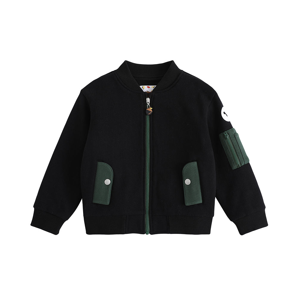 VAUVA Vauva FW23 - Boys Zip Long Sleeve Jacket (Black/Green) Coat &amp; Jacket