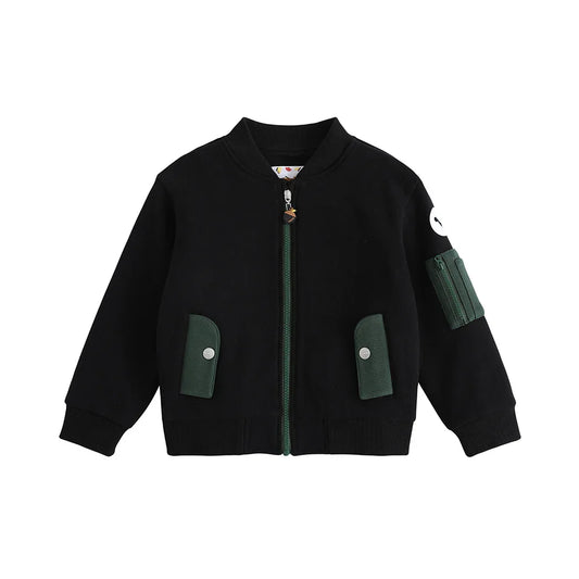 VAUVA Vauva FW23 - Boys Zip Long Sleeve Jacket (Black/Green) Coat & Jacket
