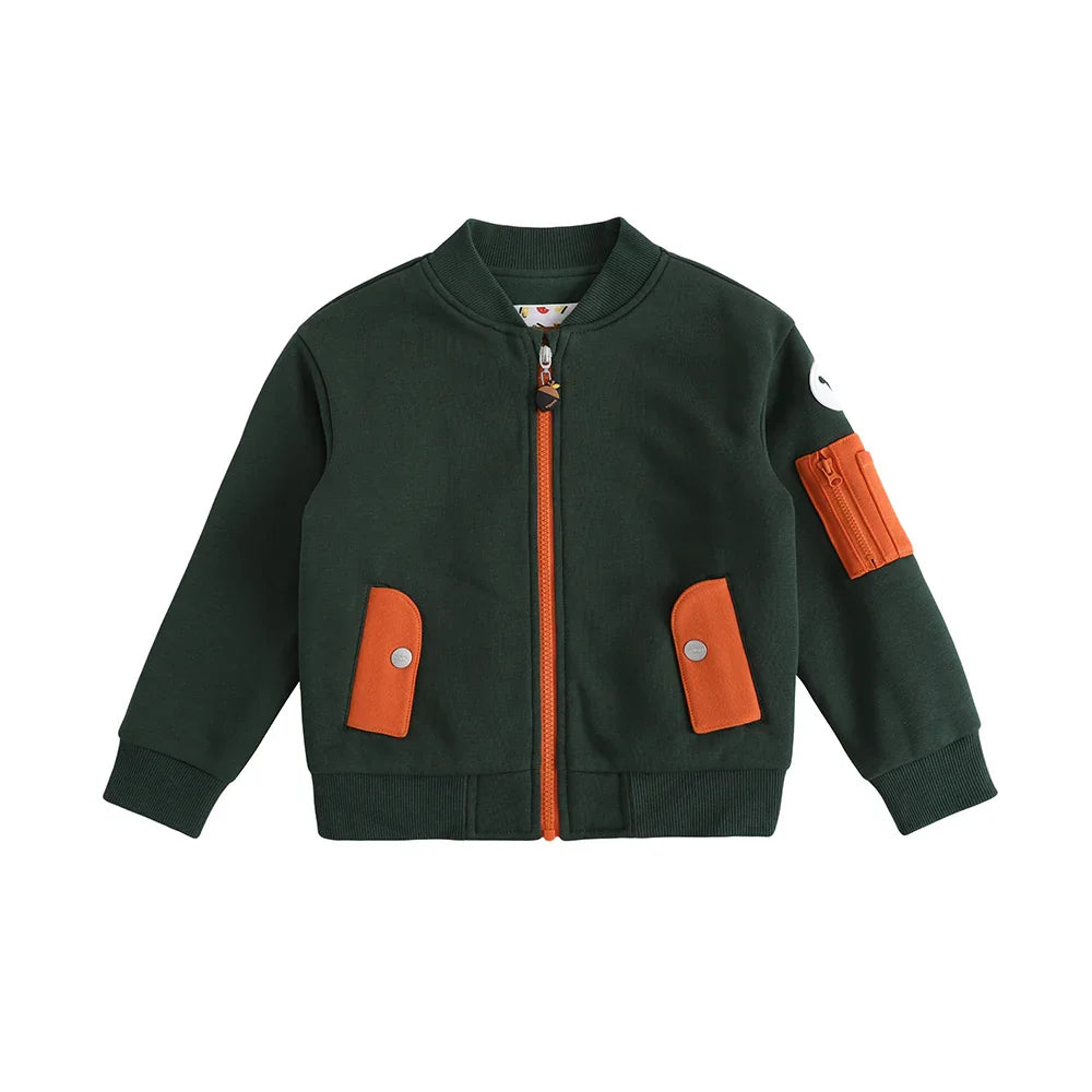 VAUVA Vauva FW23 - Boys Zip Long Sleeve Jacket (Green/Orange) Coat & Jacket