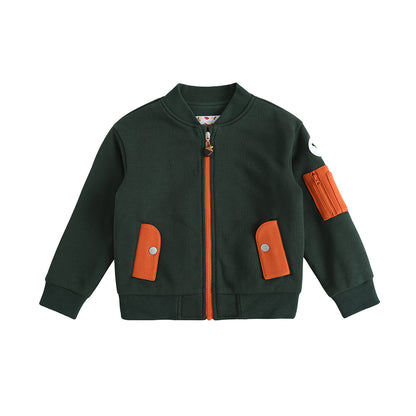 VAUVA Vauva FW23 - Boys Zip Long Sleeve Jacket (Green/Orange) Coat &amp; Jacket