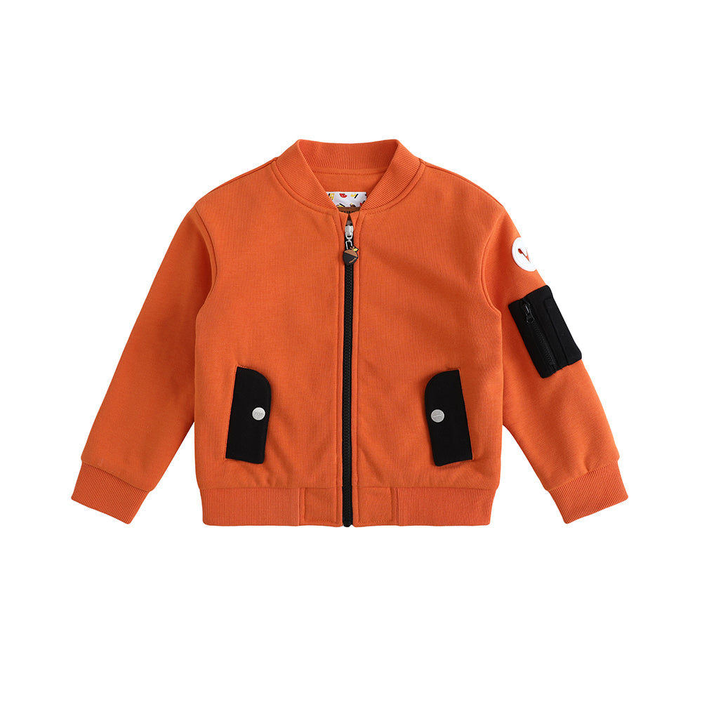 Vauva FW23 - Boys Zip Long Sleeve Jacket (Orange/Black)-product image front