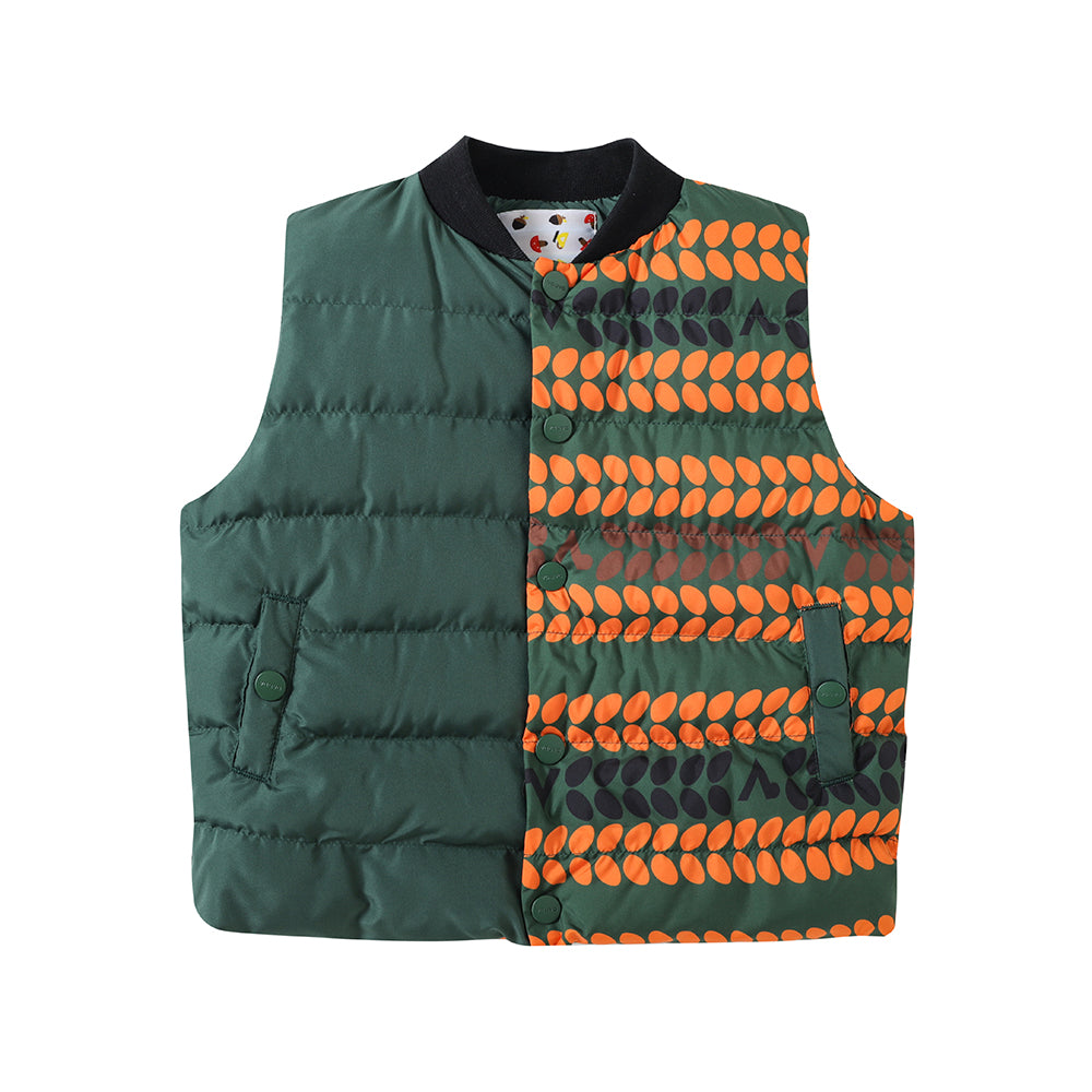 Vauva FW23 - Boys' Striped Patchwork Down Vest (Green) 150 cm