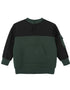 VAUVA Vauva FW23 - Boys Simple Patchwork Crew Neck Sweatshirt (Black/Green) Sweatshirt