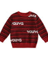 VAUVA Vauva FW23 - Baby Boys Red and Black Striped Cotton Pullover Tops