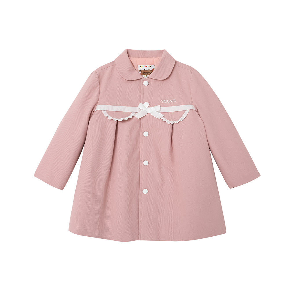 Vauva FW23 - Girls Embroidered Logo Quilted Coat (Pink)-product image front