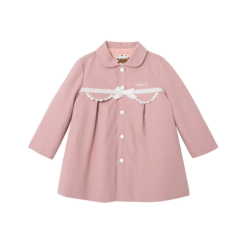 Vauva FW23 - Girls Embroidered Logo Quilted Coat (Pink)-product image front