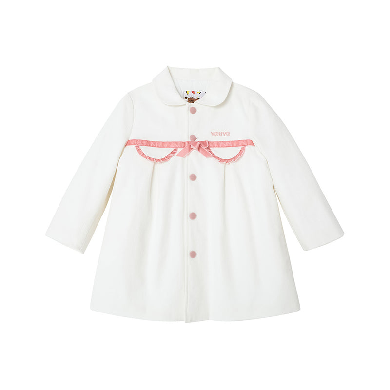 Vauva FW23 - Girls Embroidered Logo Quilted Coat (White)-product image front 