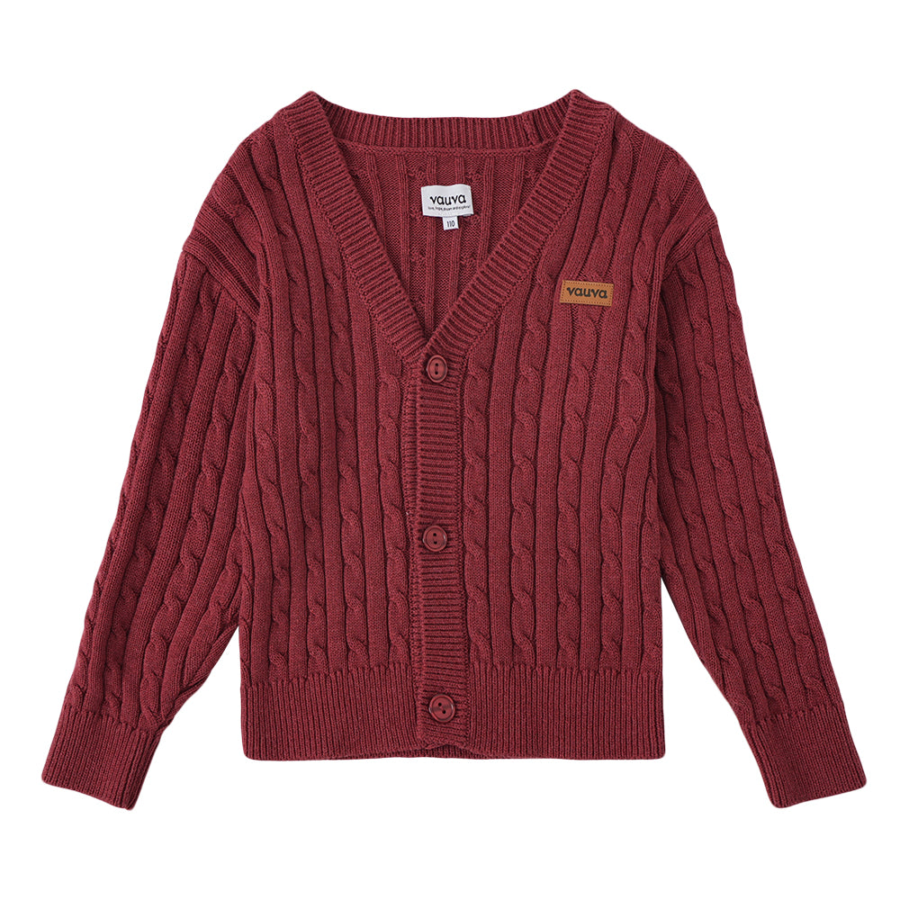 Vauva FW23 - Boys Dark Red Cotton Cashmere Jacket-product image front