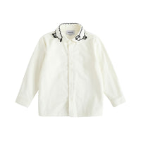 Vauva FW23 - Girls Embroidered Collar Long Sleeve Shirt (White) 150 cm