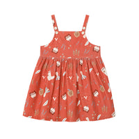 Vauva FW23 - Girls Happy Farm Cotton Dress (Red) product image front