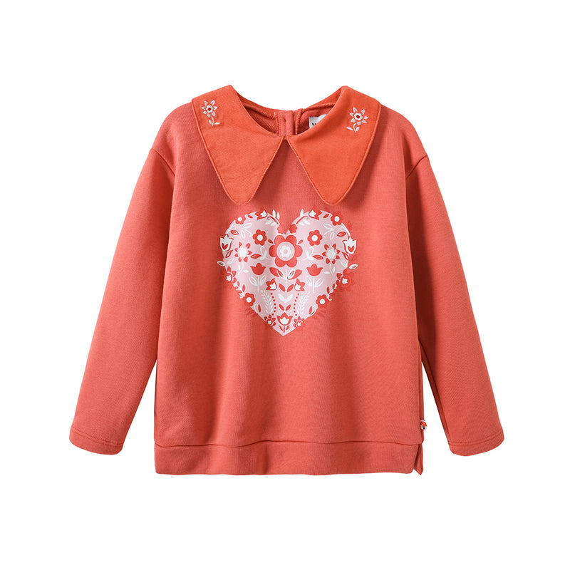 Vauva FW23 - Girls Heart Logo Printed Sweatshirt (Red) product image front