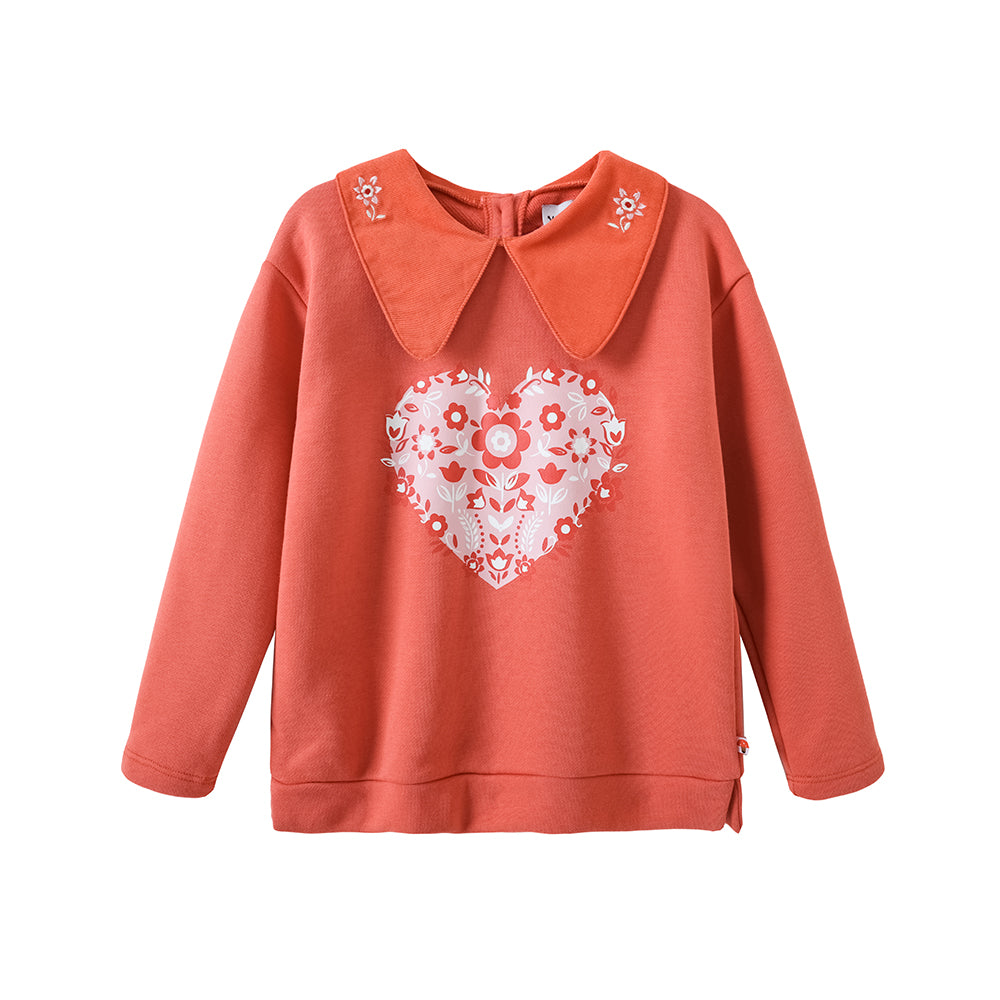 VAUVA Vauva FW23 - Girls Heart Logo Printed Sweatshirt (Red) Sweatshirt