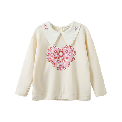 VAUVA Vauva FW23 - Girls Heart Logo Printed Sweatshirt (White) Sweatshirt