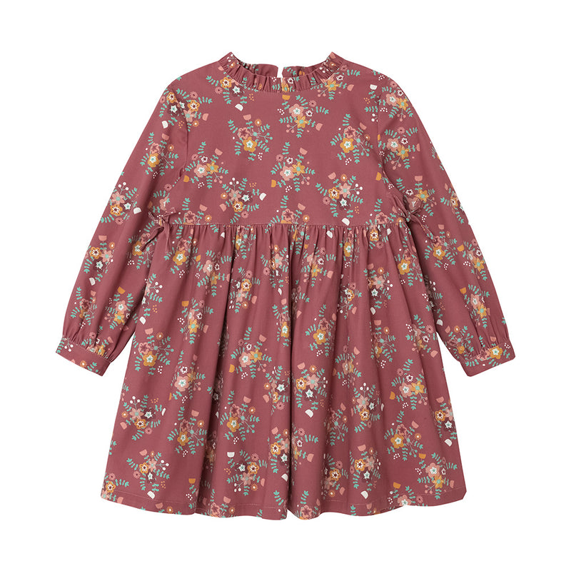 Vauva FW23 - Girls Red Floral Dress-product image front 