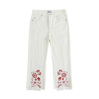 Vauva FW23 - Girls Embroidered Flared Pants (White) product image front