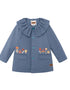 VAUVA Vauva FW23 - Girls Ruffle Collar Embroidered Coat (Blue) Coat & Jacket