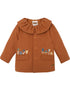 VAUVA Vauva FW23 - Girls Ruffle Collar Embroidered Coat (Brown) Coat & Jacket