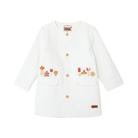 VAUVA Vauva FW23 - Girls Embroidered Twill Cotton Coat (White) Coat & Jacket