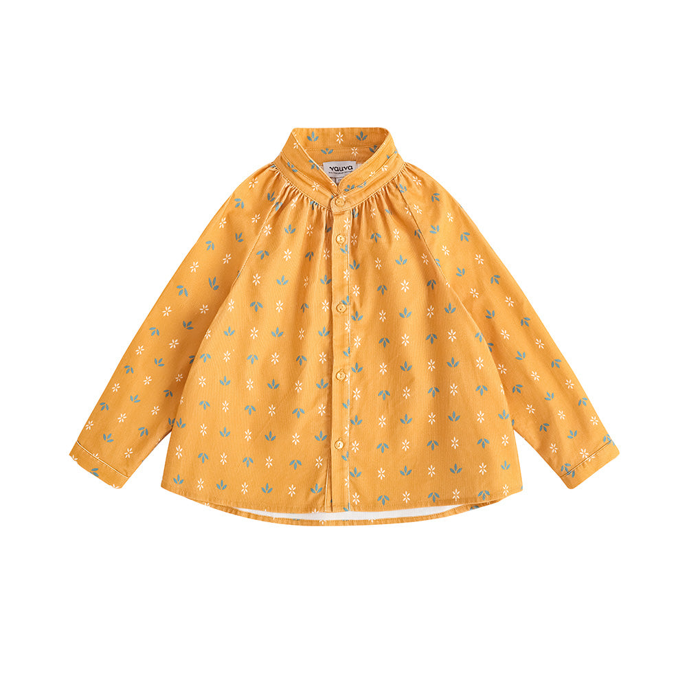 VAUVA Vauva FW23 - Girls Printed Cotton Corduroy Shirt (Yellow) Shirt