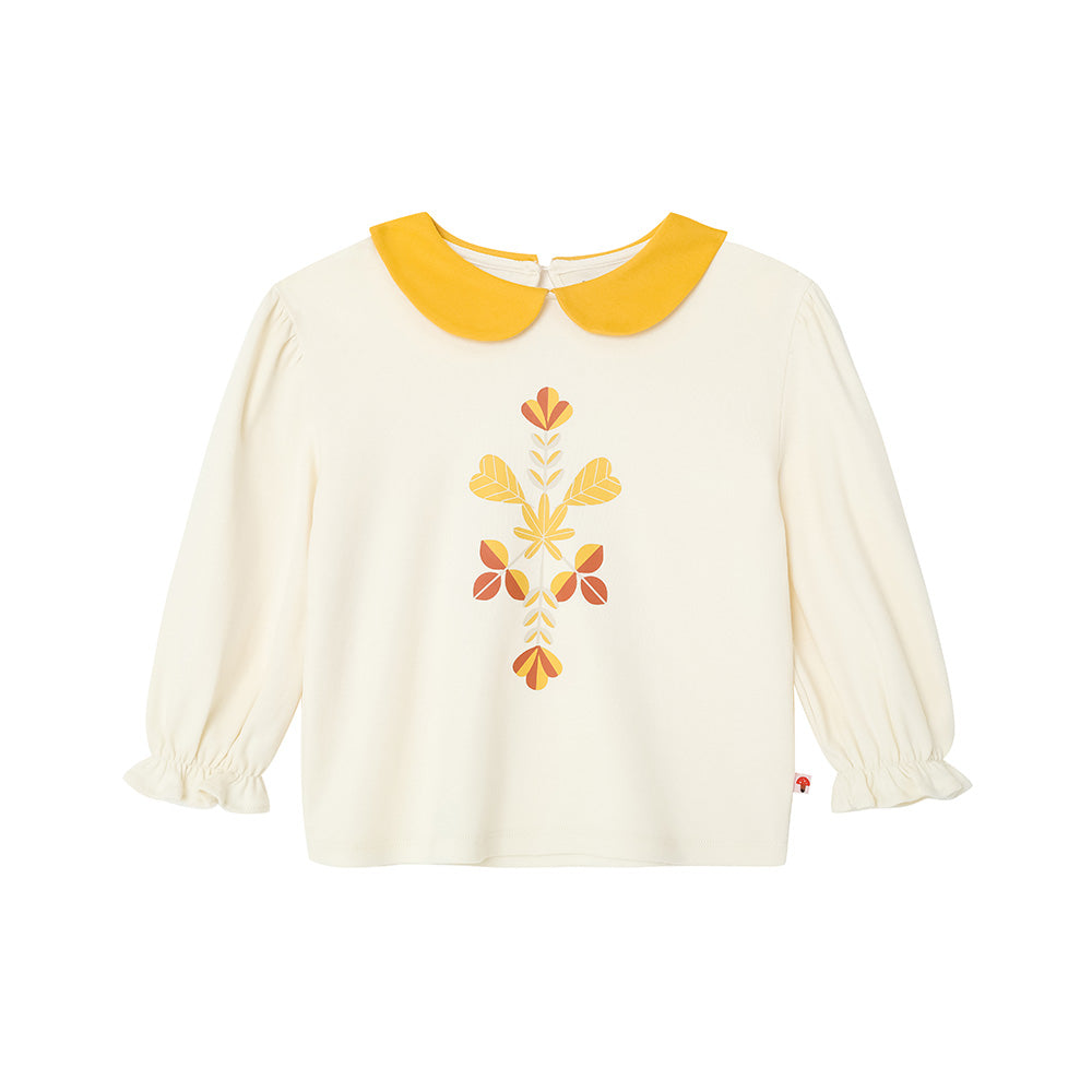 Vauva FW23 - Girls Floral Pattern Cotton Tops (White) product image front