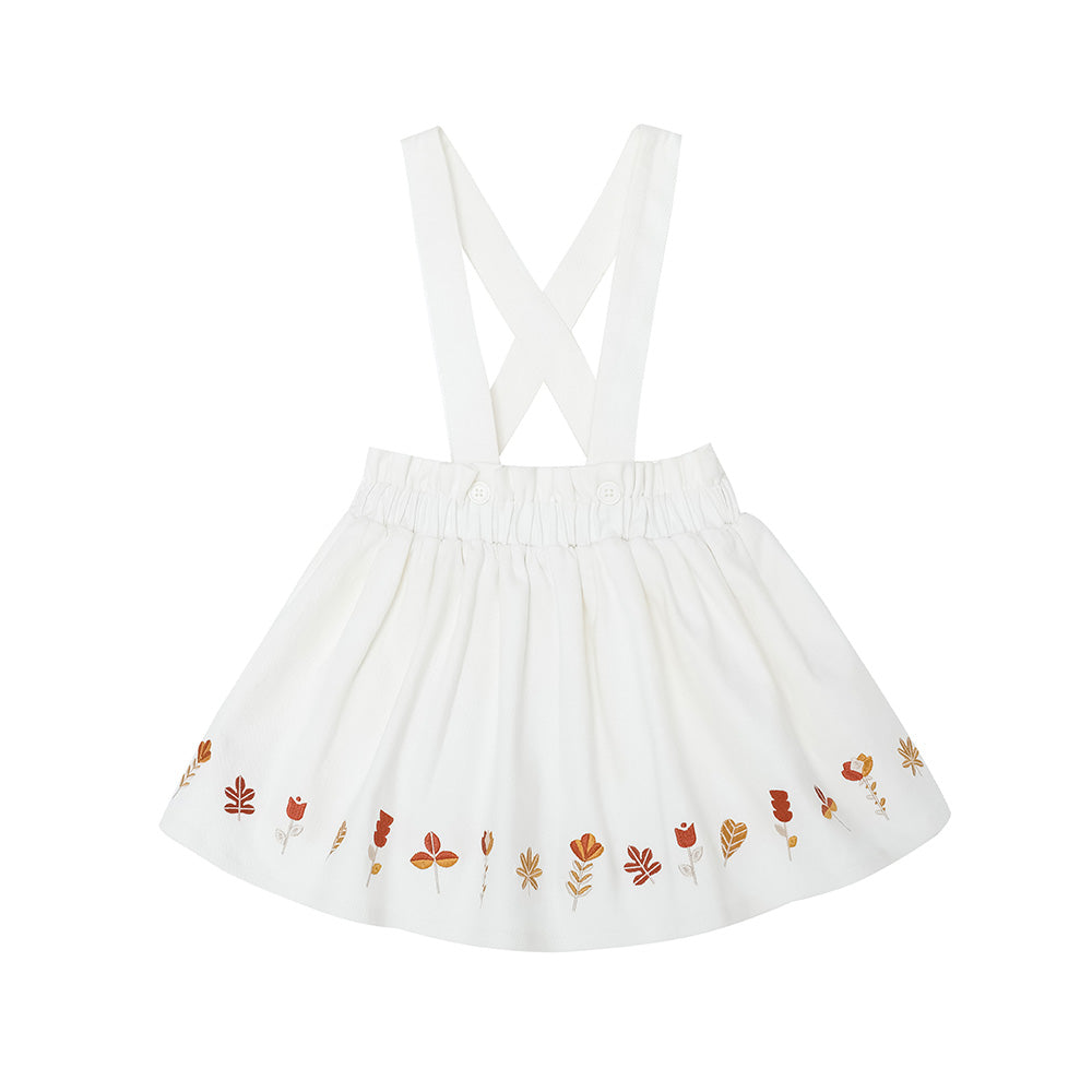 Vauva FW23 - Girls Embroidered White Vest Suspender Skirt 150 cm