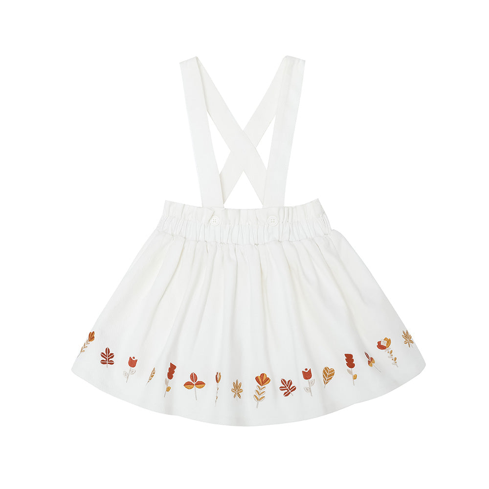 VAUVA Vauva FW23 - Girls Embroidered White Vest Suspender Skirt Skirt