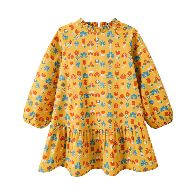 Vauva FW23 - Girls Fungus Collar Printed Dress (Yellow)