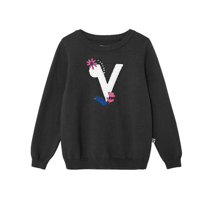 VAUVA Vauva FW23 - Girls Black Printed Cotton Pullover