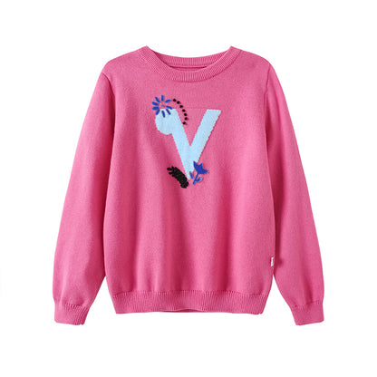 VAUVA Vauva FW23 - Girls Rose Pink Printed Cotton Pullover