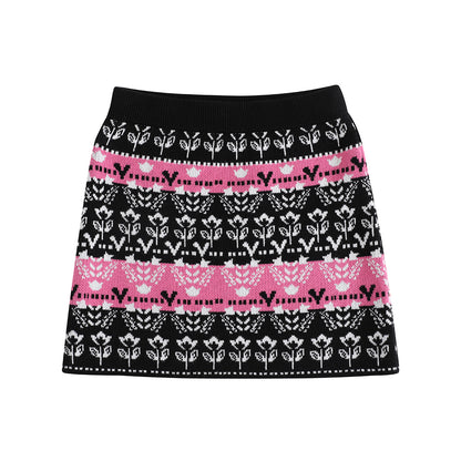 VAUVA Vauva FW23 - Girls Black Printed Sweater Skirt Skirt