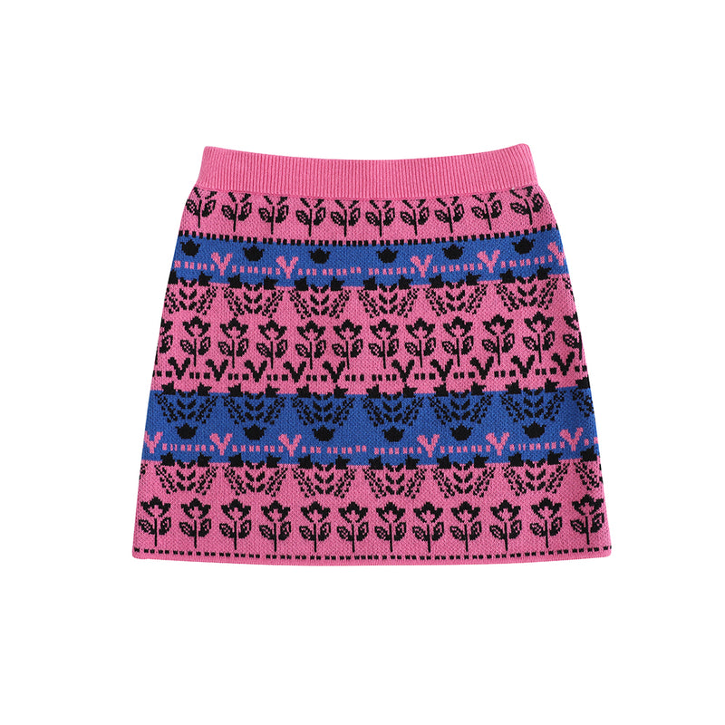 Vauva FW23 - Girls Pink Printed Sweater Skirt