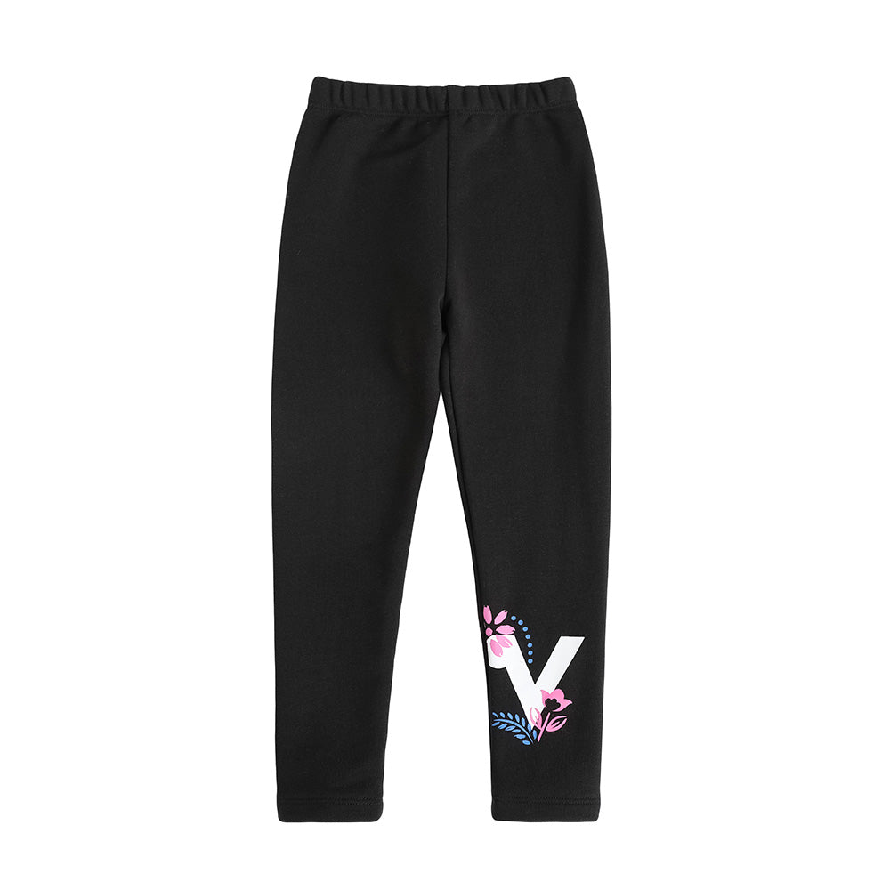 Vauva FW23 - Girls Printed Organic Cotton Pants (Black) product image front
