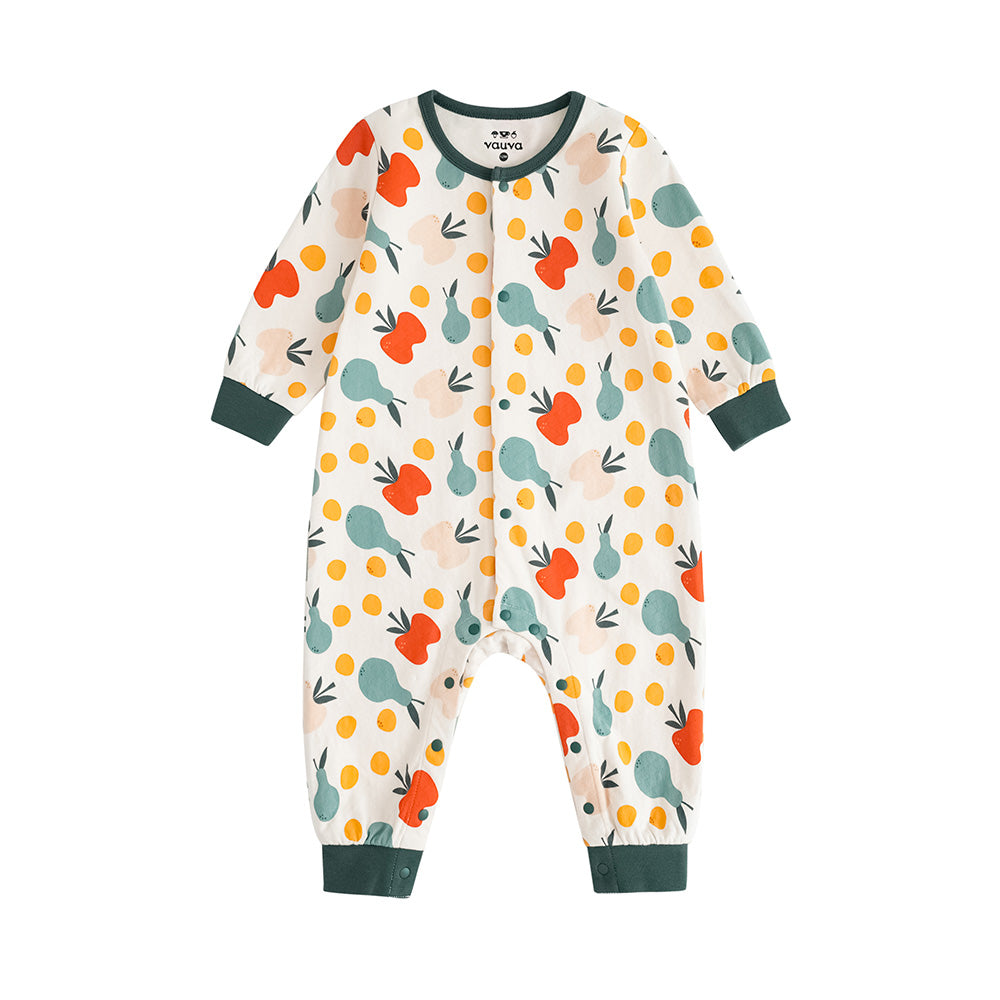 VAUVA Vauva FW23 - Baby Fruit Print Cotton Long Sleeve Romper (Green) Romper